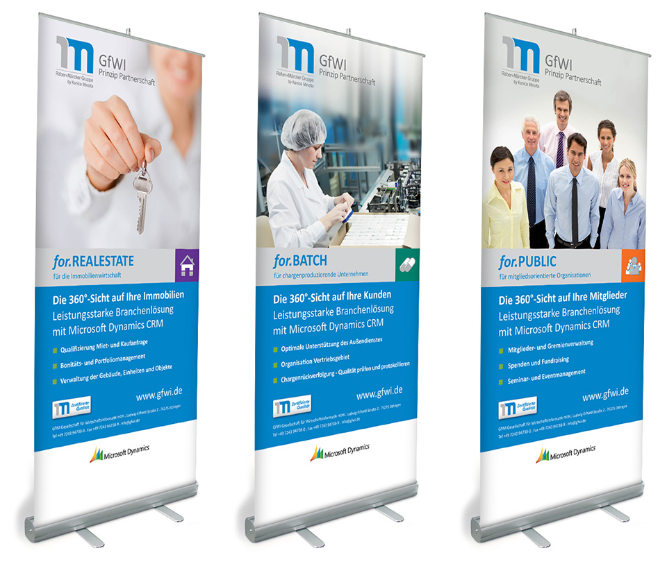 Klares Design und Bildsprache auch auf den verschiedenen Roll-Ups Klares Design und Bildsprache auch auf den verschiedenen Roll-Ups