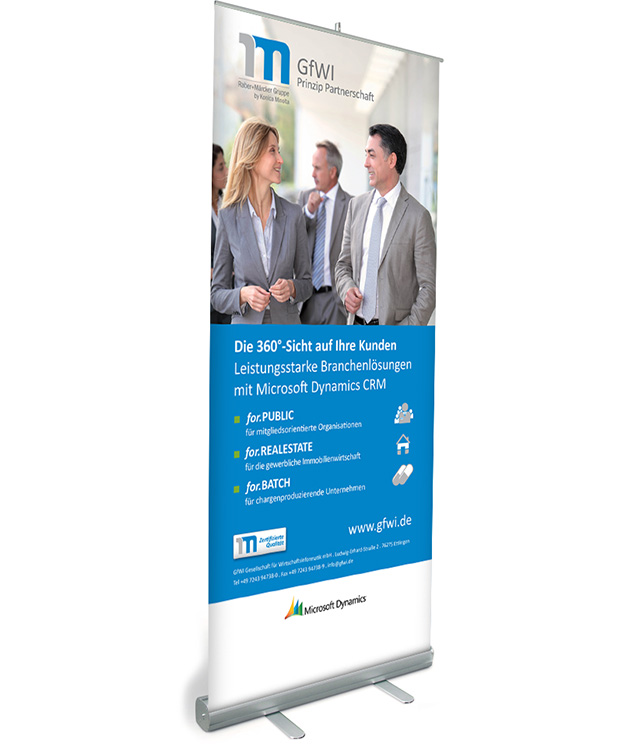Roll-Ups und Poster runden das neue Erscheinungsbild der GfWi ab Roll-Ups und Poster runden das neue Erscheinungsbild der GfWi ab
